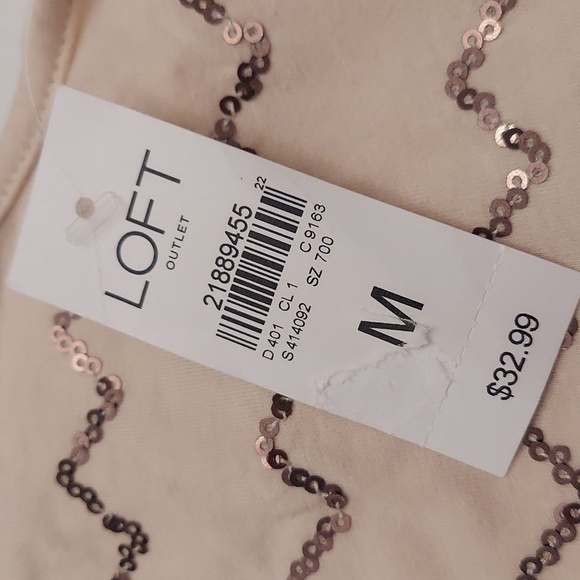 LOFT OUTLET Sequin Beige Tank Top/Camisole sz M NWT - Picture 4 of 8